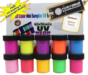 UV Neon Fluorescent Black Light Paints 10 Color 15ml Set