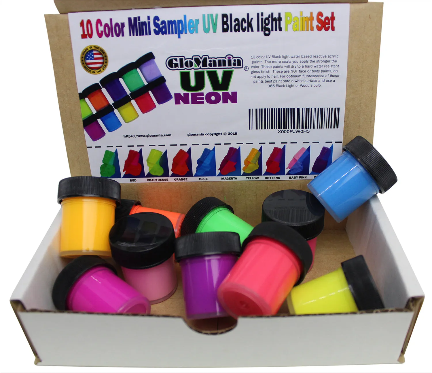 UV Neon Fluorescent Black Light Paints 10 Color 15ml Set