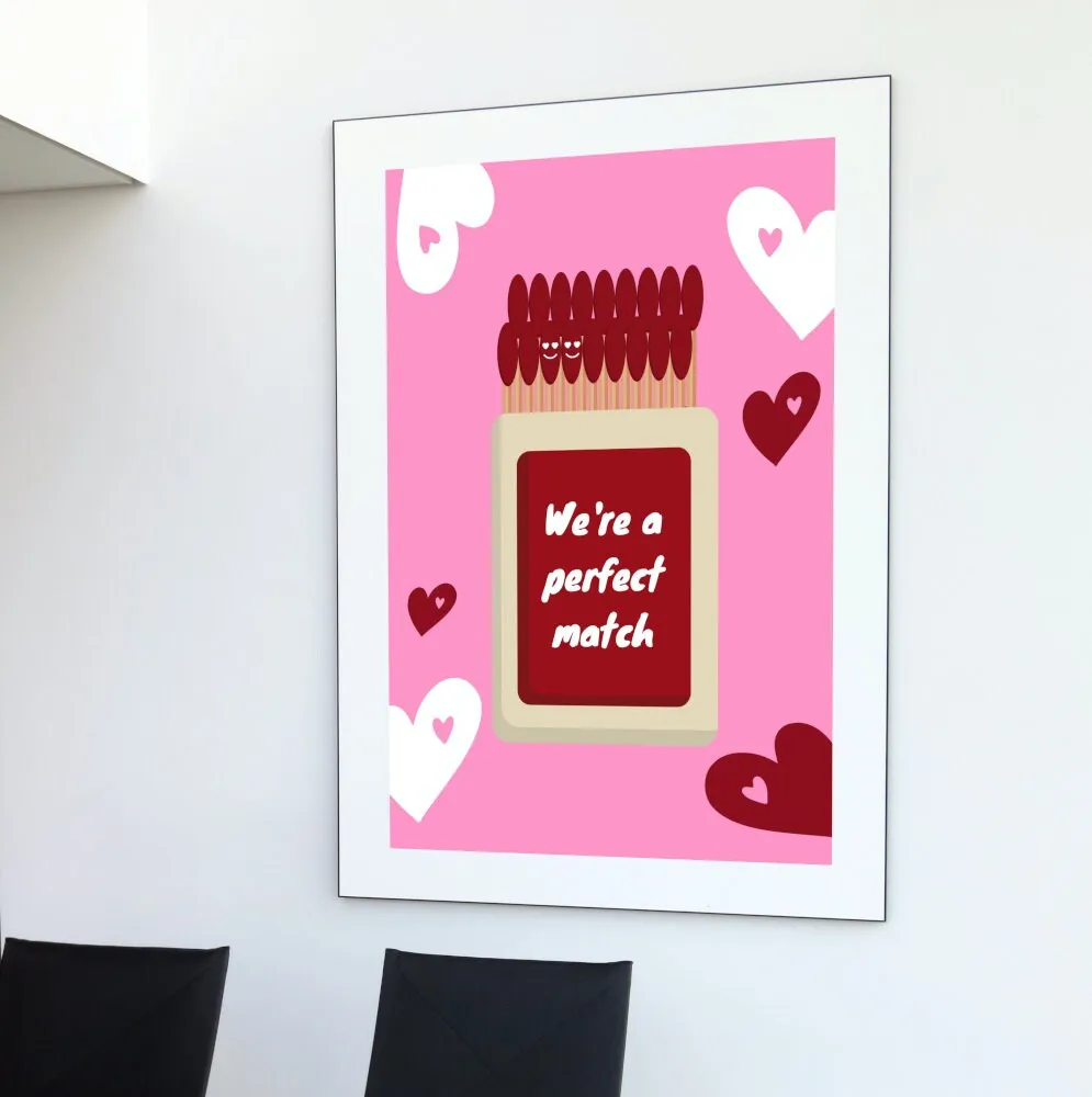 Valentines Day PRINTABLE WALL ART You Are A Perfect Match PRINTABLE WALL ART, Preppy Poster, Valentines Day Poster, Y2K Décor, Heart Poster