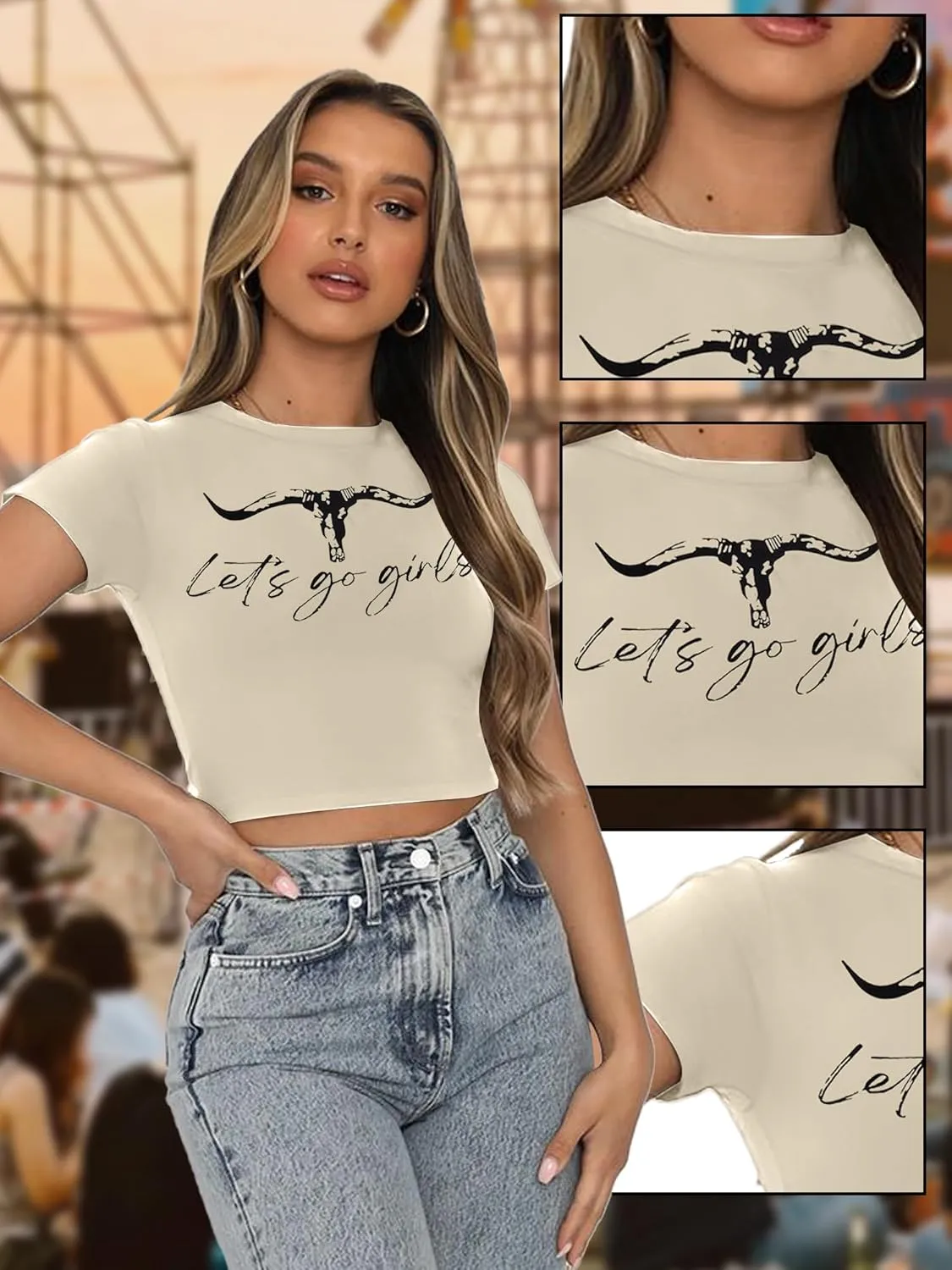 Western Shirts for Women Cowgirl Tshirt Cowboy Country Concert Outfits Summer Slim Shirt Sexy Crop Tops for Girls