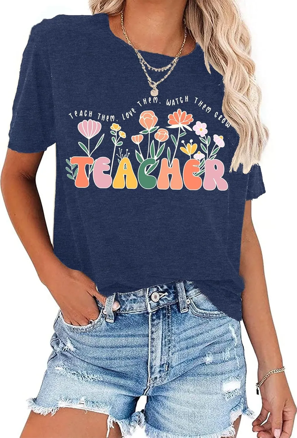 Wildflower Teacher Shirt Women Teaching Graphic Tee Teachers Day Gift Teach Tshirt Teacher Life Tops