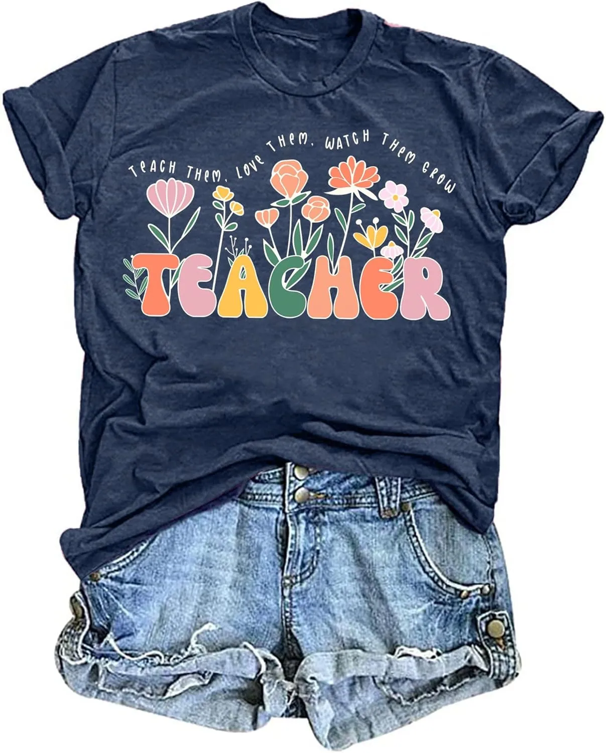Wildflower Teacher Shirt Women Teaching Graphic Tee Teachers Day Gift Teach Tshirt Teacher Life Tops