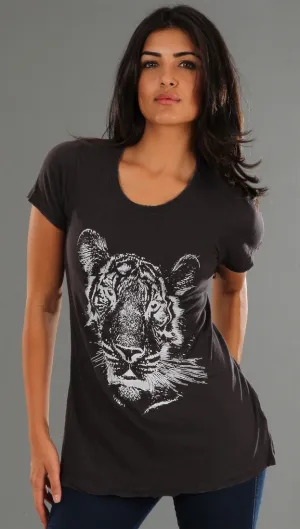 Wildfox Couture Burning Bright SS Crew Neck in Metal Black