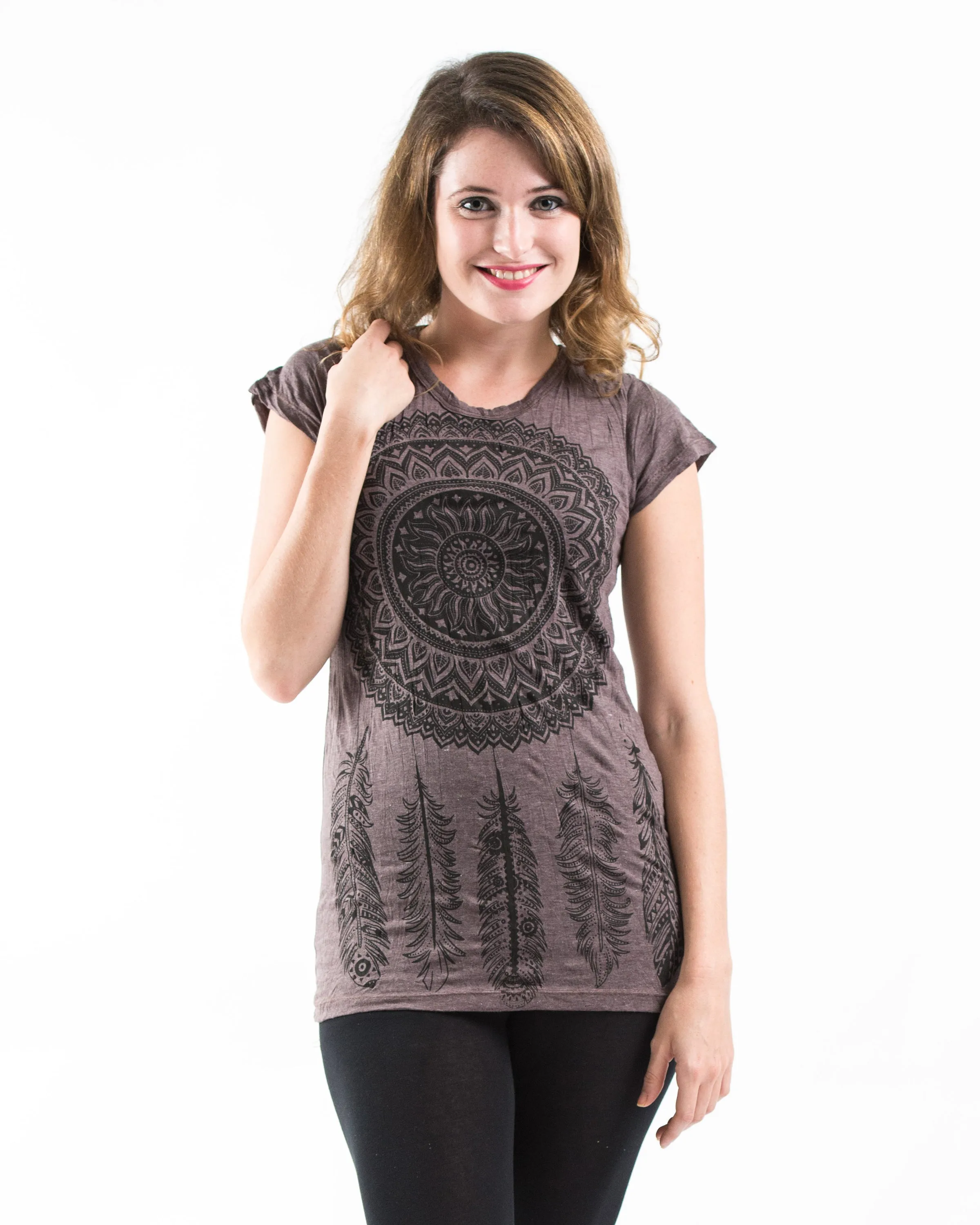 Womens Dreamcatcher T-Shirt in Brown
