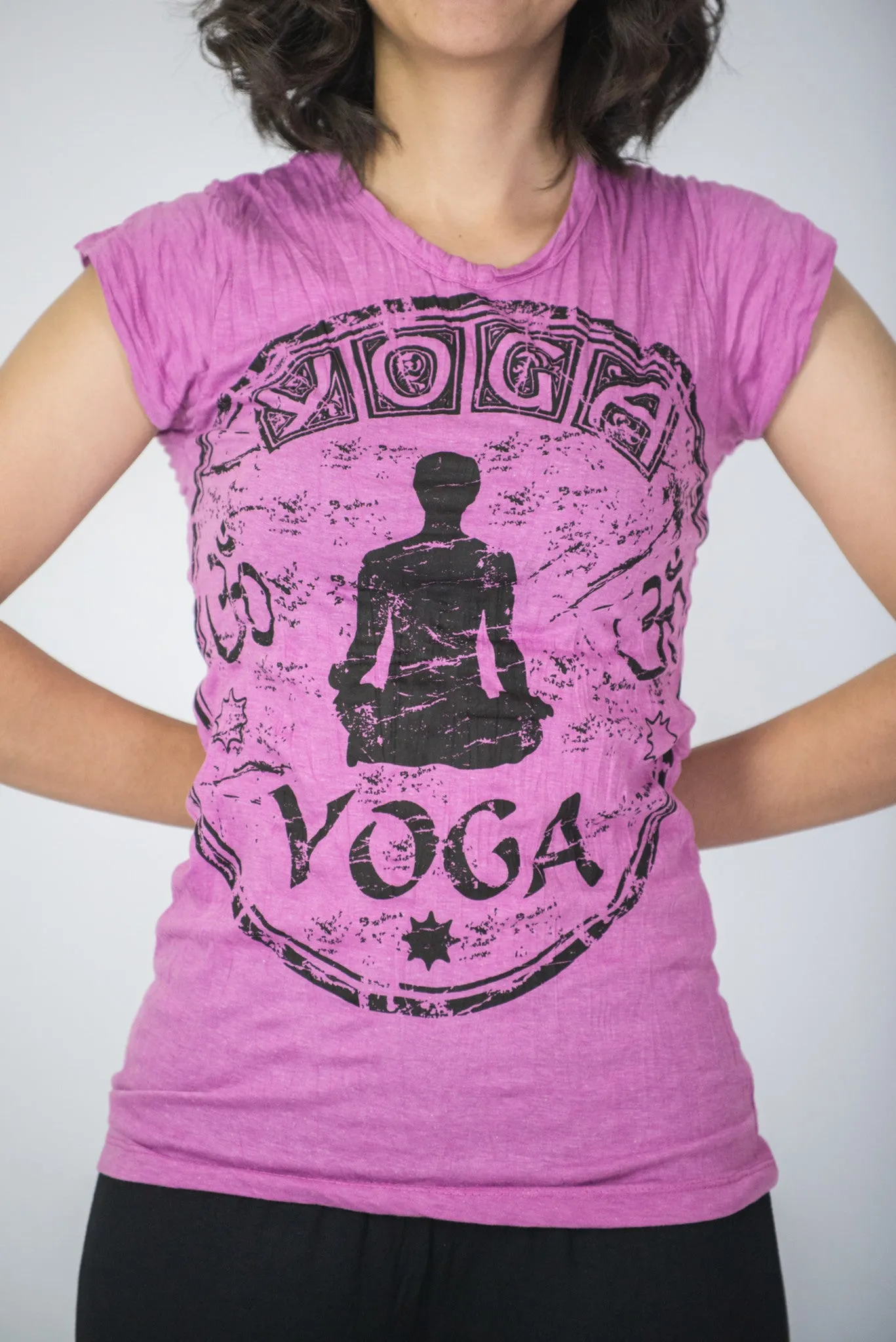 Womens Infinitee Yoga Stamp T-Shirt in Pink
