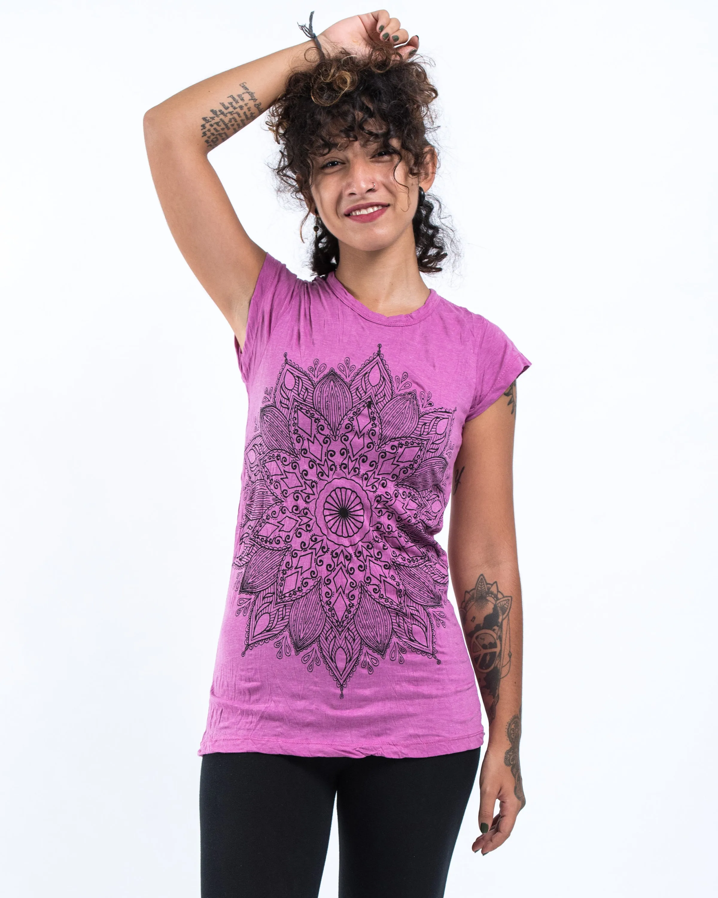 Womens Lotus Mandala T-Shirt in Pink