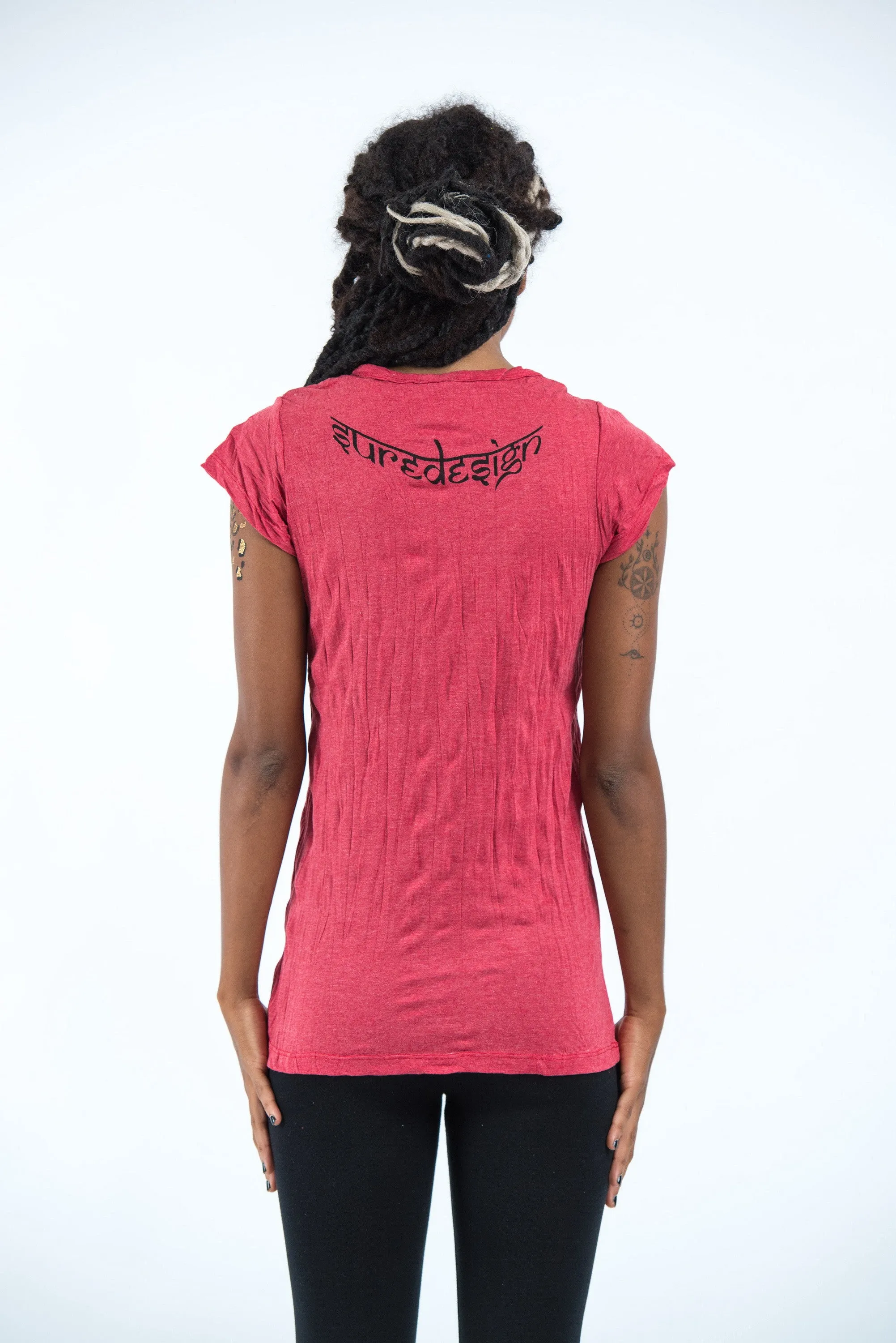 Womens Om hands T-Shirt in Red