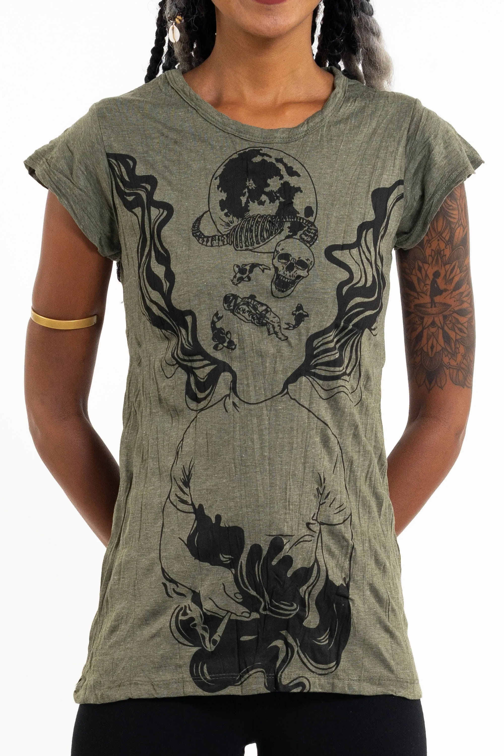 Womens Space Man T-Shirt in Green