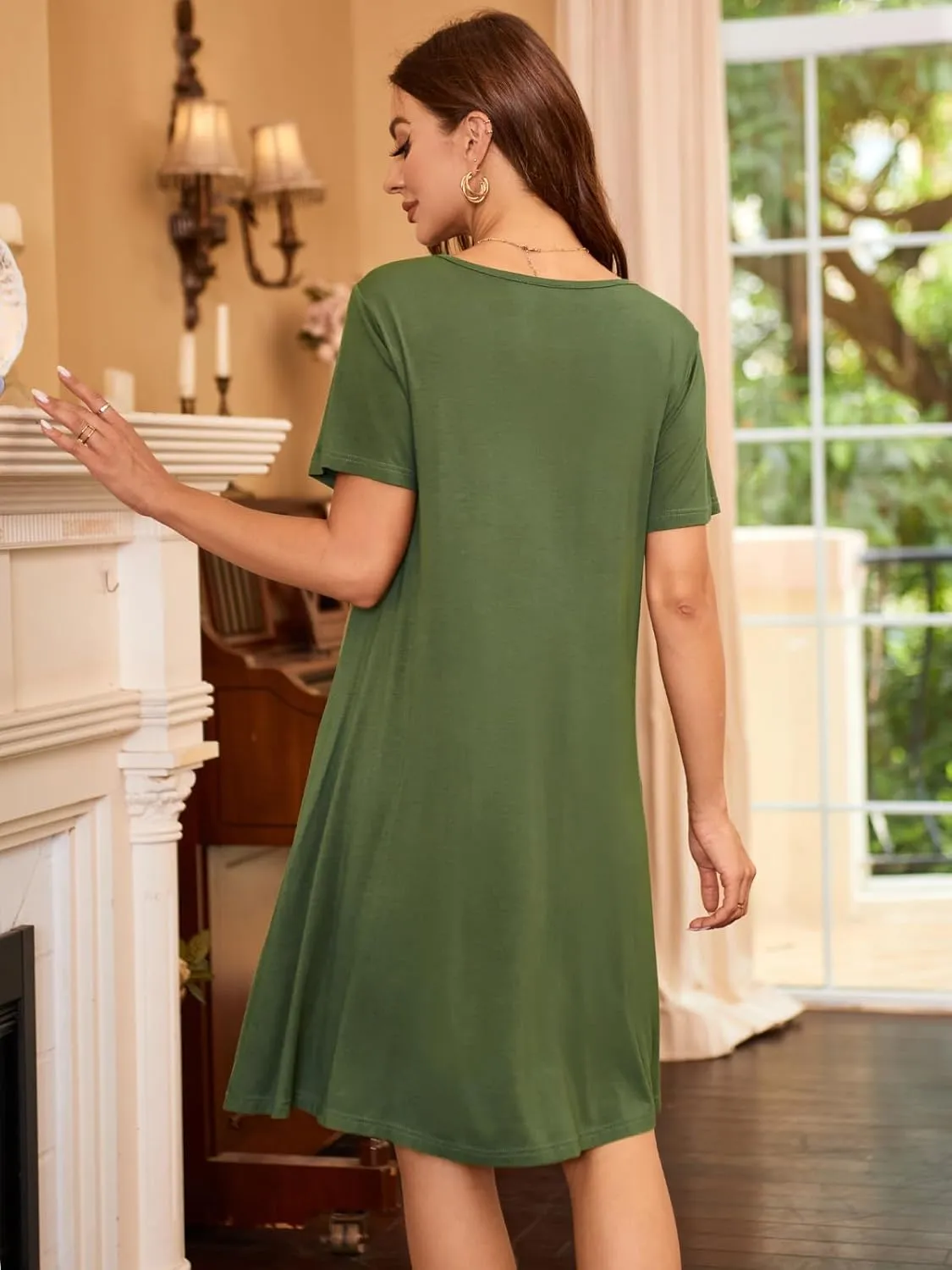 Women's Summer Dresses 2025 Casual T Shirt Dress Short Sleeve Loose Flowy Sundress Swing Tunic Dress with Pockets