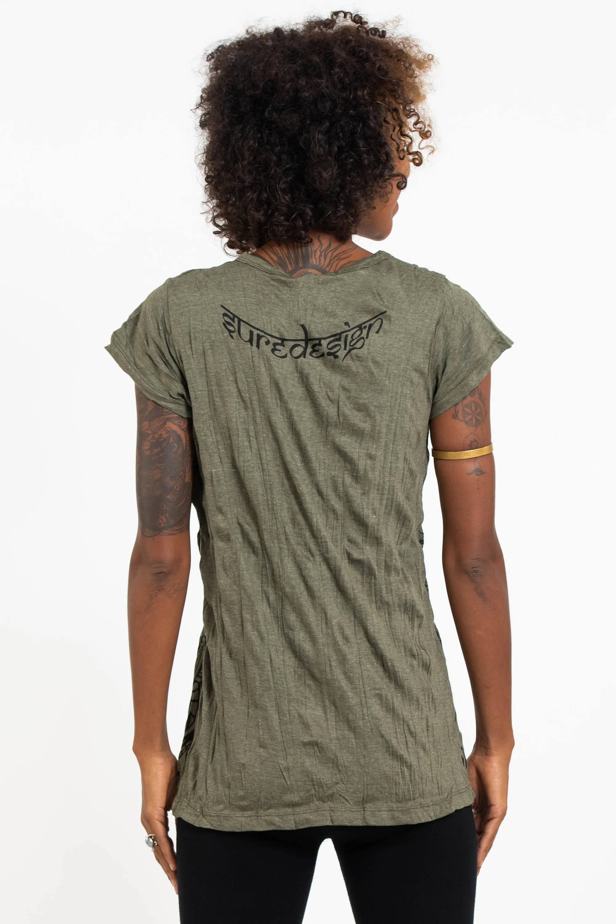 Womens Tribal Masks T-Shirt in Green