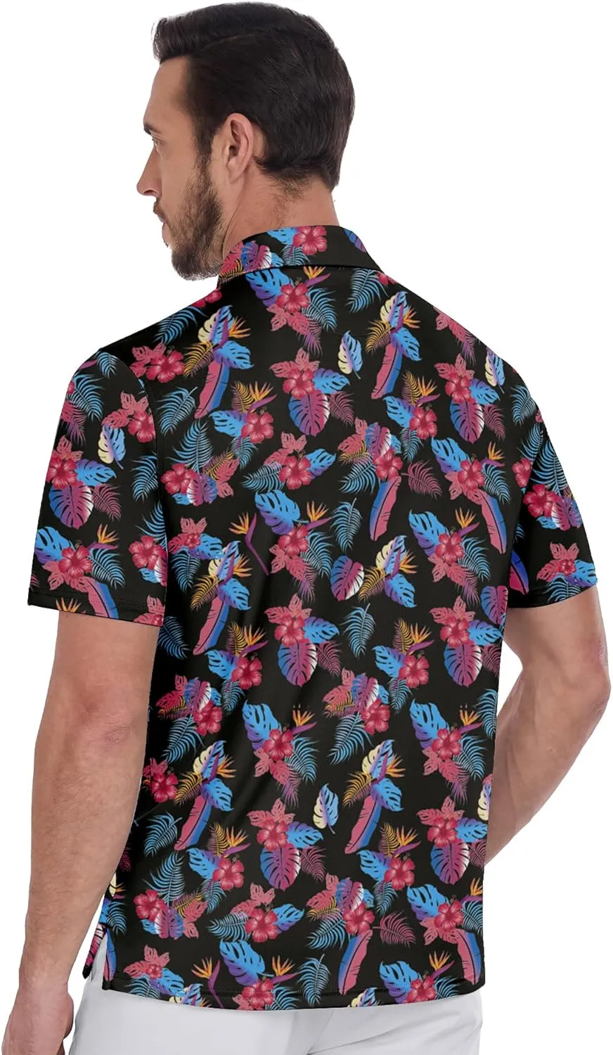 ZITY Mens Golf Shirts Short Sleeve Print Patterns Performance Moisture Wicking Polo Shirt